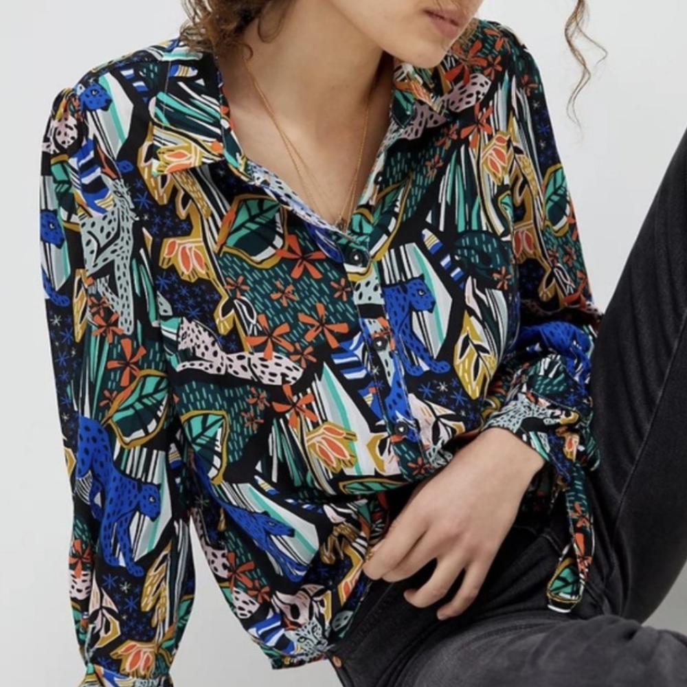 Anthropologie Margaret Jeane animal print blouse